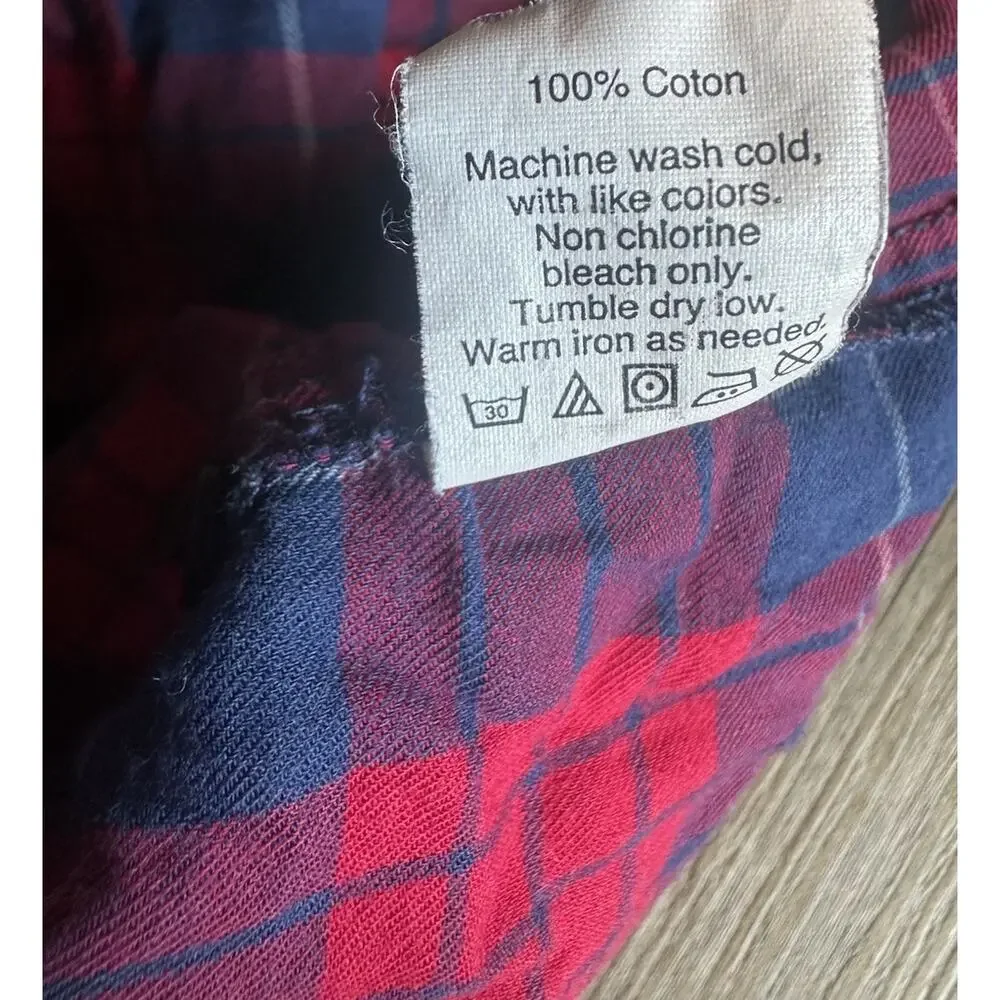 J.Crew Boy Fit Women's Size M Red / Blue Plaid Button-Up 100% Cotton Shirt - Picture 7 of 16